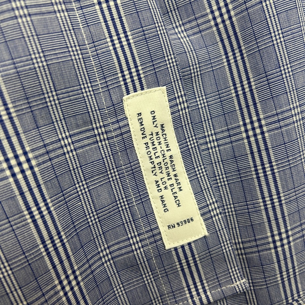 Brooks Brothers Shirt Mens 16-34 Blue Glen Plaid Classic Non-Iron Supima Cotton - Picture 9 of 10